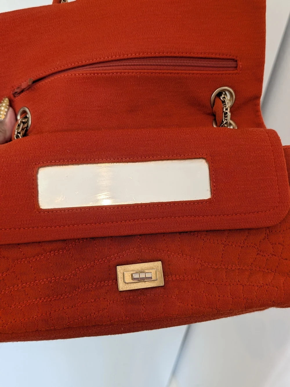 Chanel 2.55 Reissue Orange Jersey Crocodile Effect Stitching Small Double Flap.